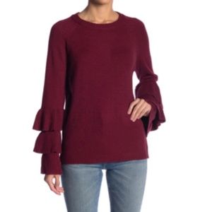 Love Token Ruffle Sleeve Knit Top Sweater XS